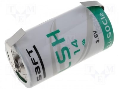 Батерия SAFT-LSH14CNR Батерия литиева 3,6V C метални ленти за запояване O26x50mm